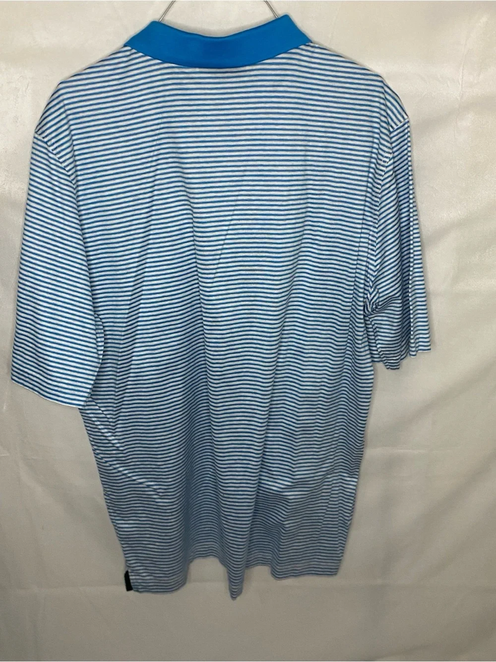 Bobby Jones Golf Polo Shirt Mens XL Blue White Striped Short Sleeve 100% Cotton